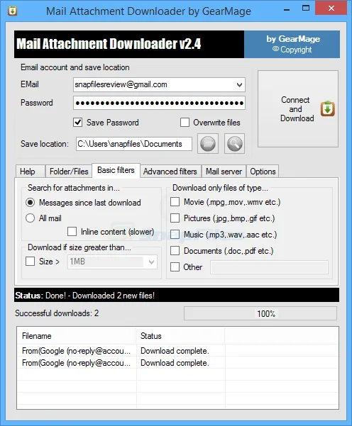 Mail Attachment Downloader ภาพหน้าจอ 2