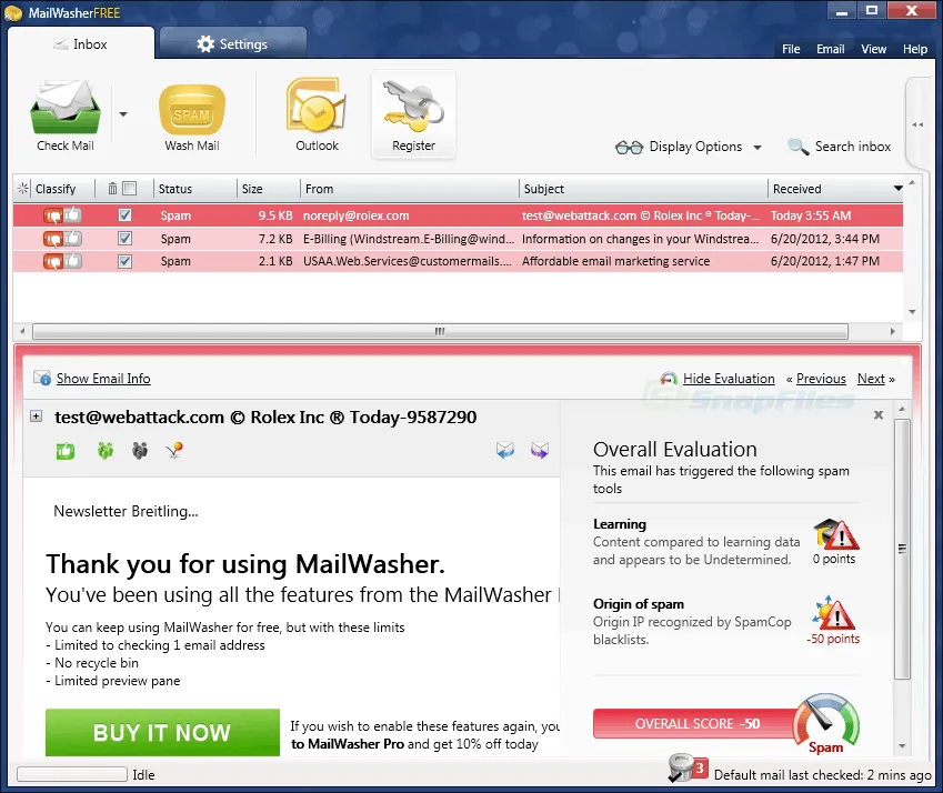 MailWasher Free ภาพหน้าจอ 1