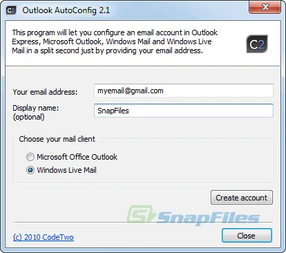 CodeTwo Outlook AutoConfig ภาพหน้าจอ 1