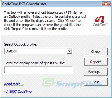 CodeTwo PST Ghostbuster ภาพหน้าจอ 1