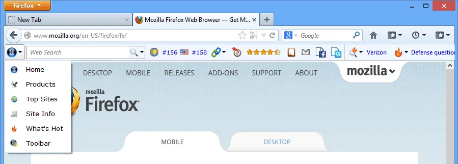 Alexa Toolbar for Firefox ภาพหน้าจอ 1