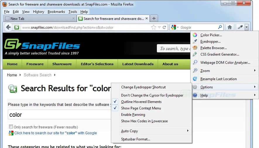 ColorZilla ภาพหน้าจอ 1