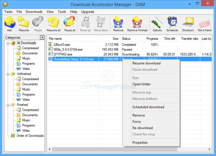 Download Accelerator Manager ภาพหน้าจอ 1