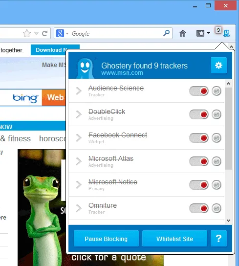 Ghostery for Firefox ภาพหน้าจอ 1