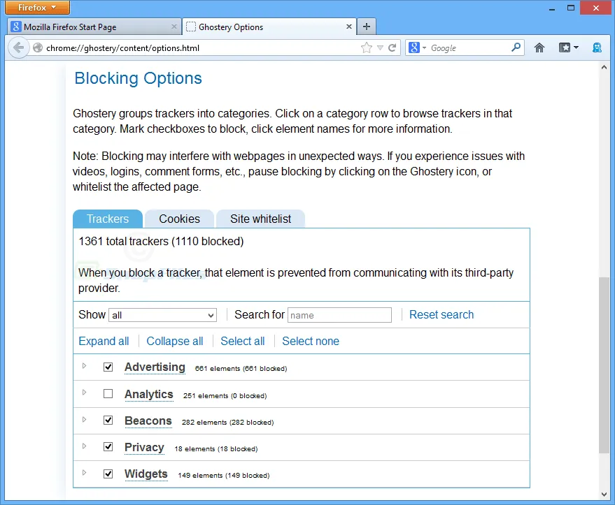 Ghostery for Firefox ภาพหน้าจอ 2