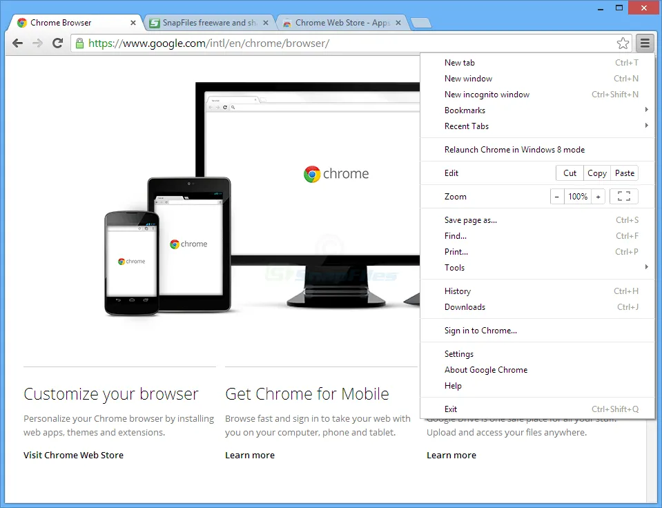 Google Chrome ภาพหน้าจอ 1