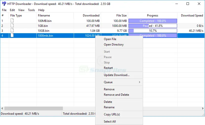 HTTP Downloader ภาพหน้าจอ 1