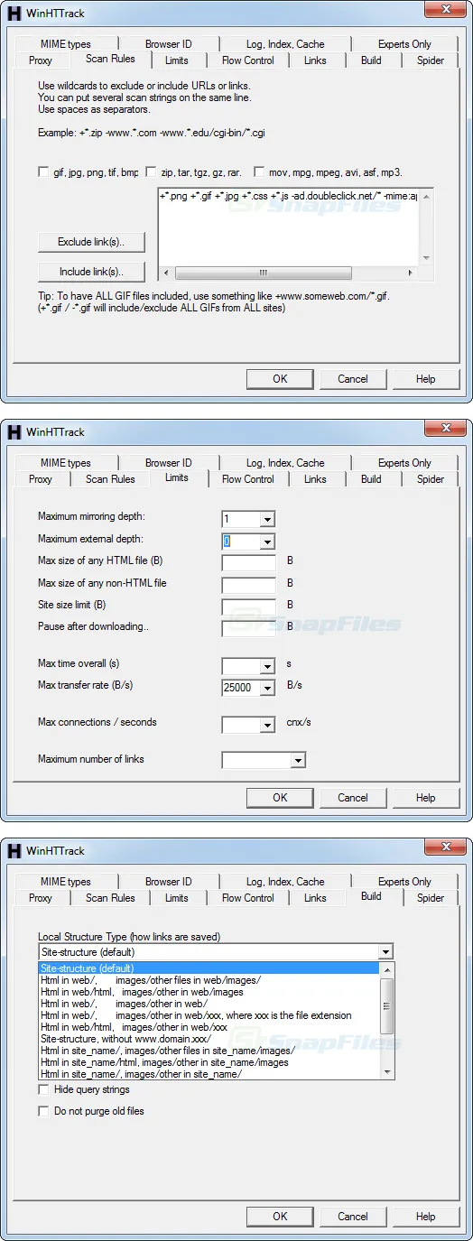 HTTrack ภาพหน้าจอ 2