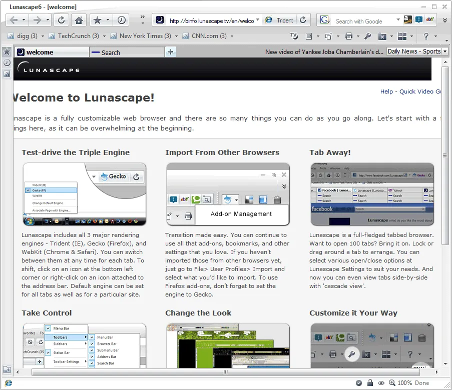 Lunascape ภาพหน้าจอ 1