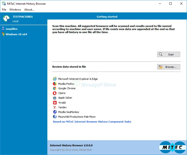 MiTeC Internet History Browser ภาพหน้าจอ 1