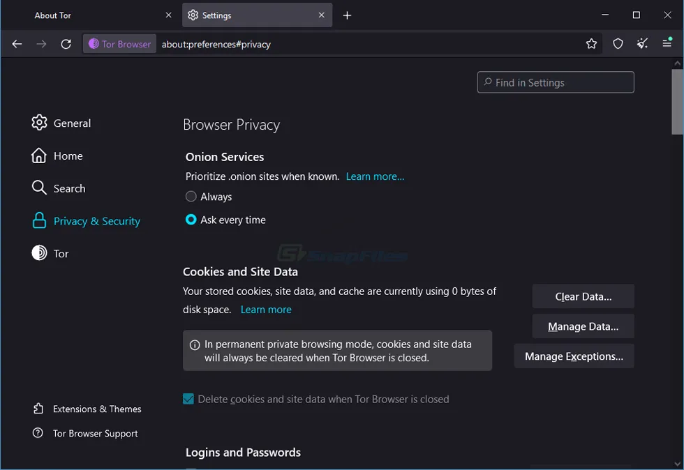 Tor Browser ภาพหน้าจอ 2