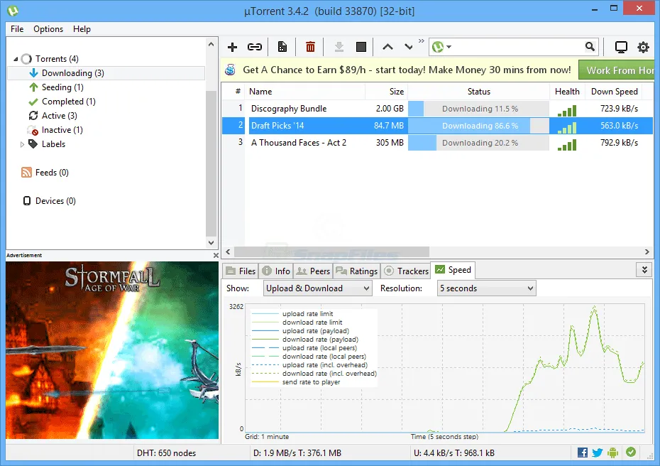 uTorrent ภาพหน้าจอ 1