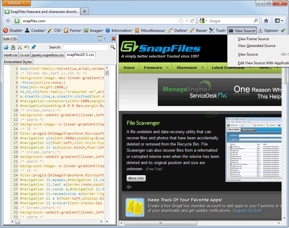 Web Developer Extension ภาพหน้าจอ 1