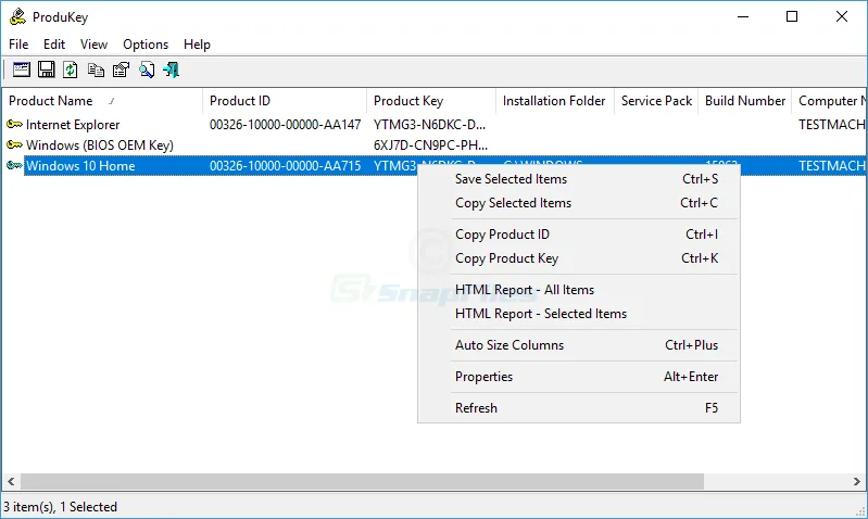 ProduKey ภาพหน้าจอ 1