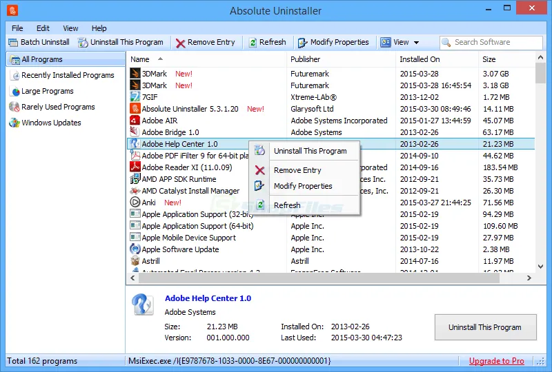 Absolute Uninstaller ภาพหน้าจอ 1