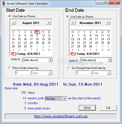 Acute Date Calculator ภาพหน้าจอ 1