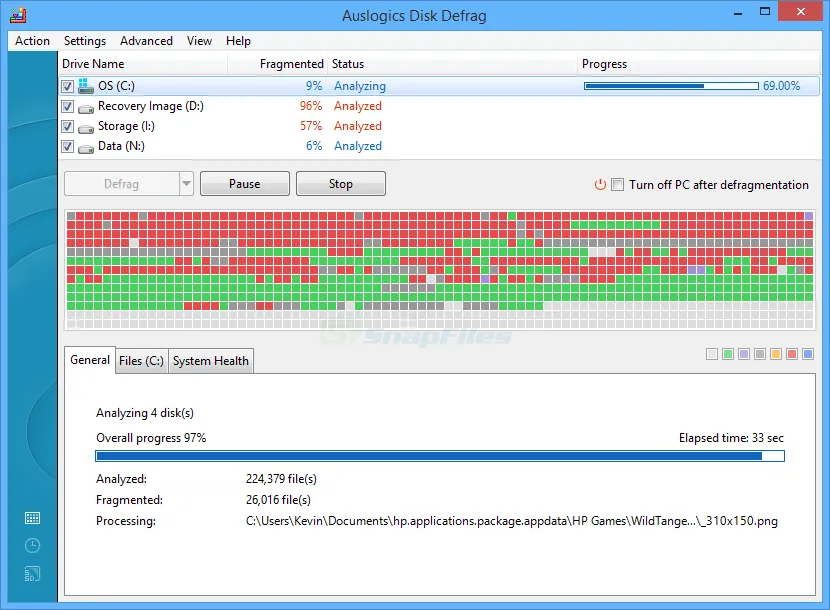 Auslogics Disk Defrag ภาพหน้าจอ 1