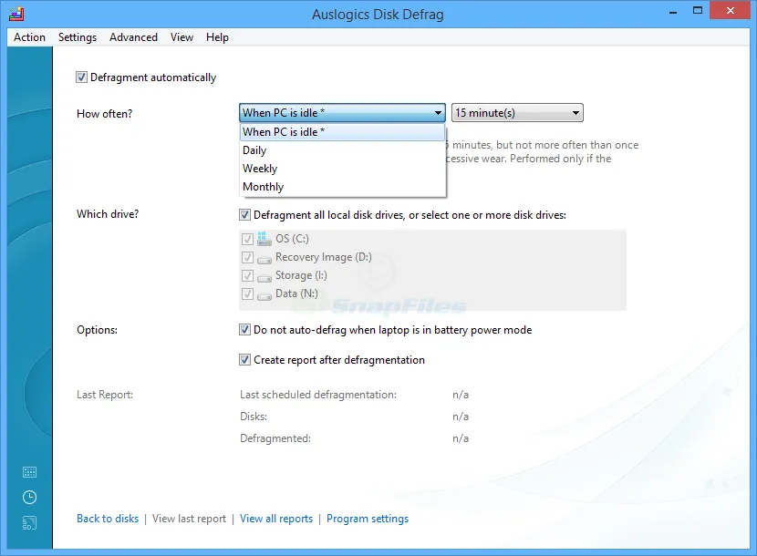 Auslogics Disk Defrag ภาพหน้าจอ 2