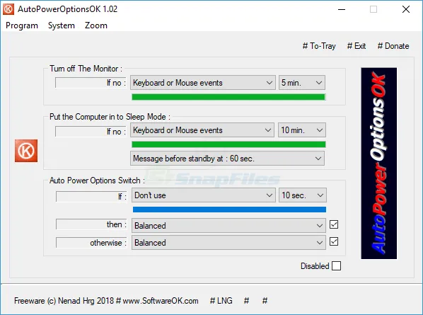 AutoPowerOptionsOK ภาพหน้าจอ 1
