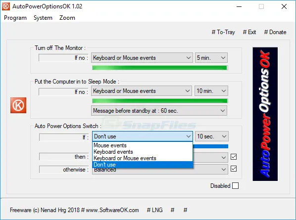 AutoPowerOptionsOK ภาพหน้าจอ 2