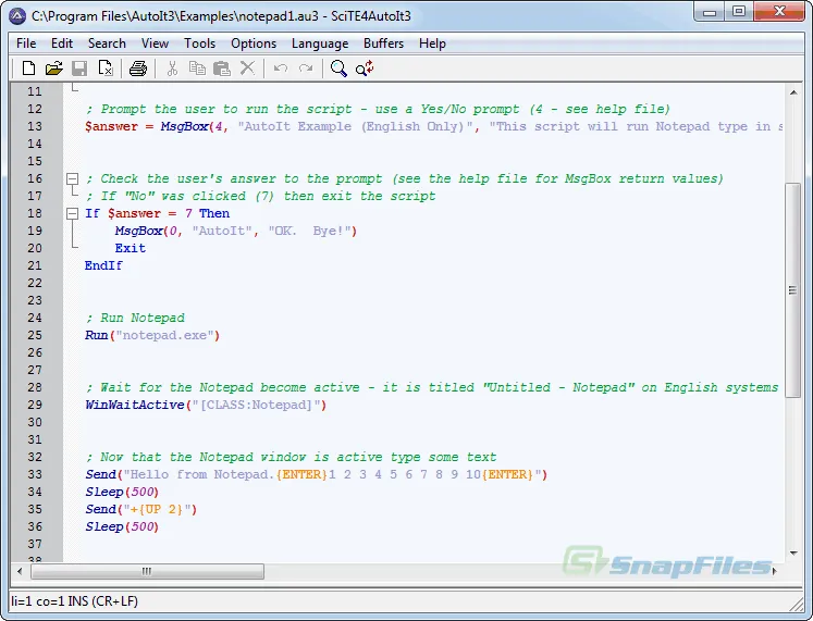 AutoIt ภาพหน้าจอ 1