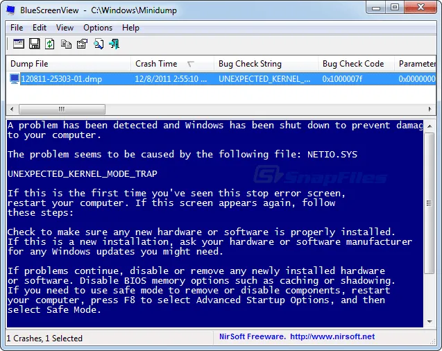 BlueScreenView ภาพหน้าจอ 2