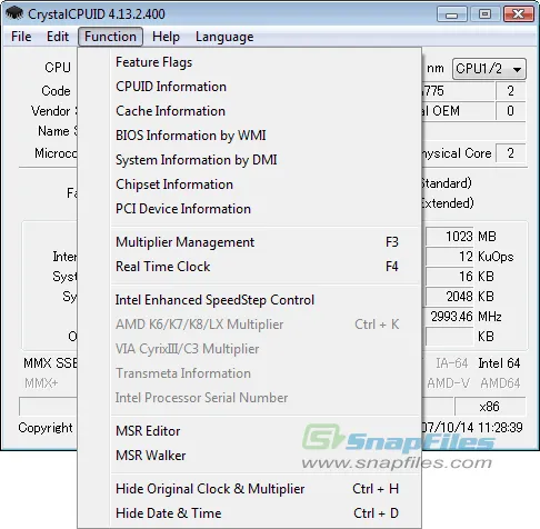 Crystal CPUID ภาพหน้าจอ 2
