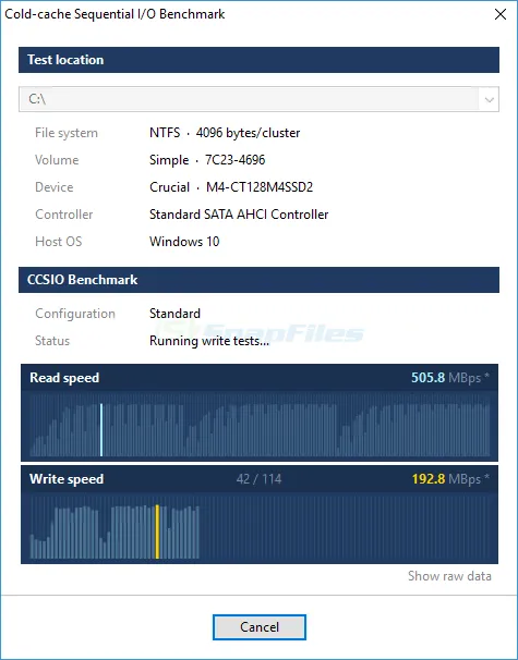 CCSIO Benchmark ภาพหน้าจอ 1