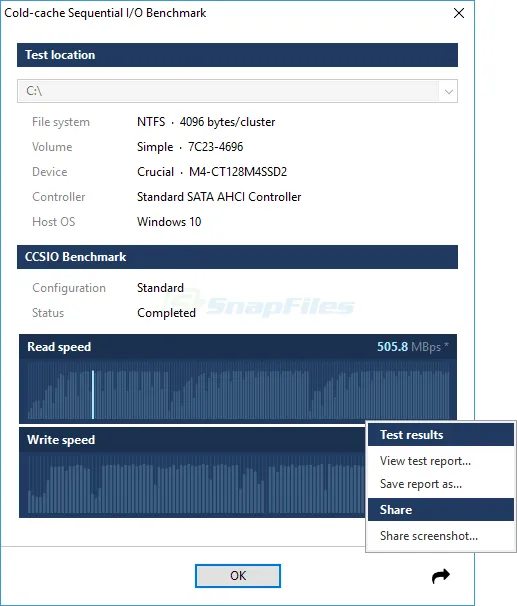 CCSIO Benchmark ภาพหน้าจอ 2