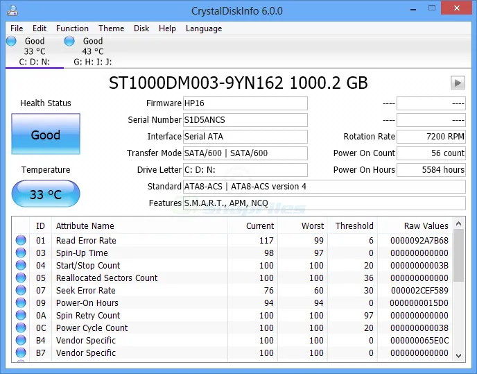 CrystalDiskInfo ภาพหน้าจอ 1