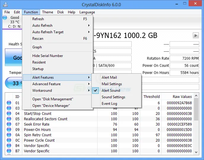 CrystalDiskInfo ภาพหน้าจอ 2