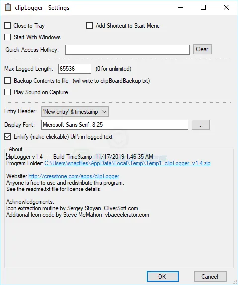 clipLogger ภาพหน้าจอ 2