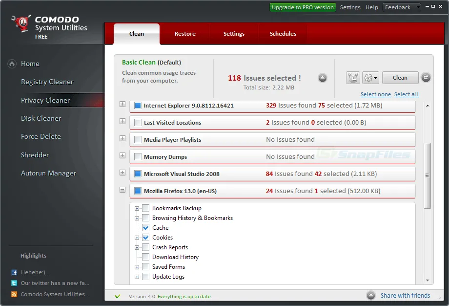 Comodo System Utilities ภาพหน้าจอ 2