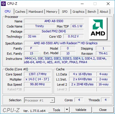 CPU-Z ภาพหน้าจอ 1