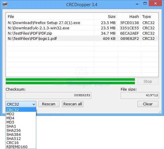 CRCDropper ภาพหน้าจอ 1