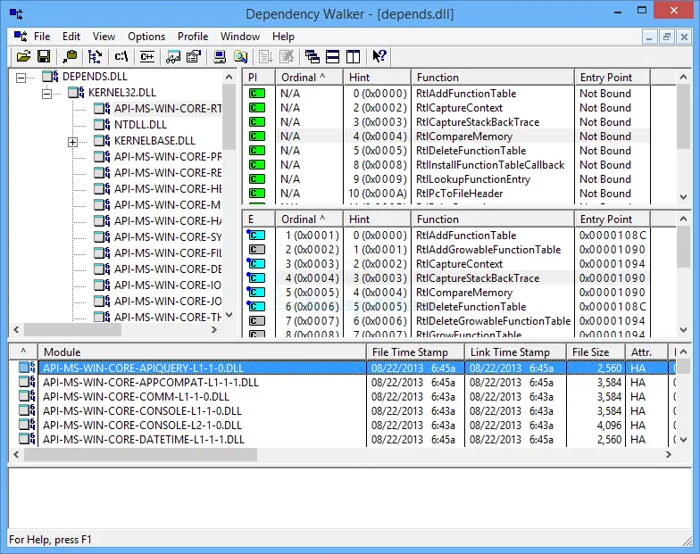 Dependency Walker ภาพหน้าจอ 1