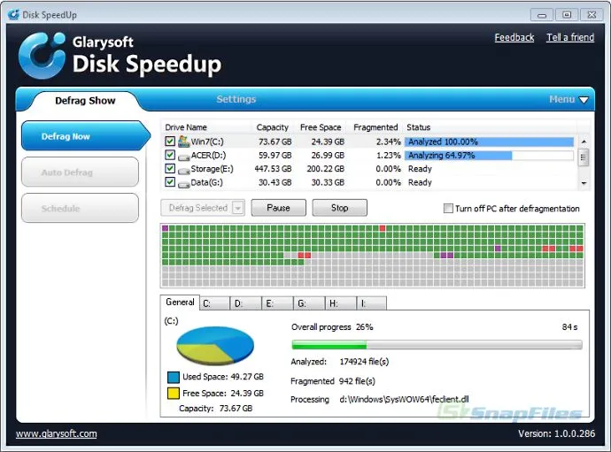 Glarysoft Disk SpeedUp ภาพหน้าจอ 1