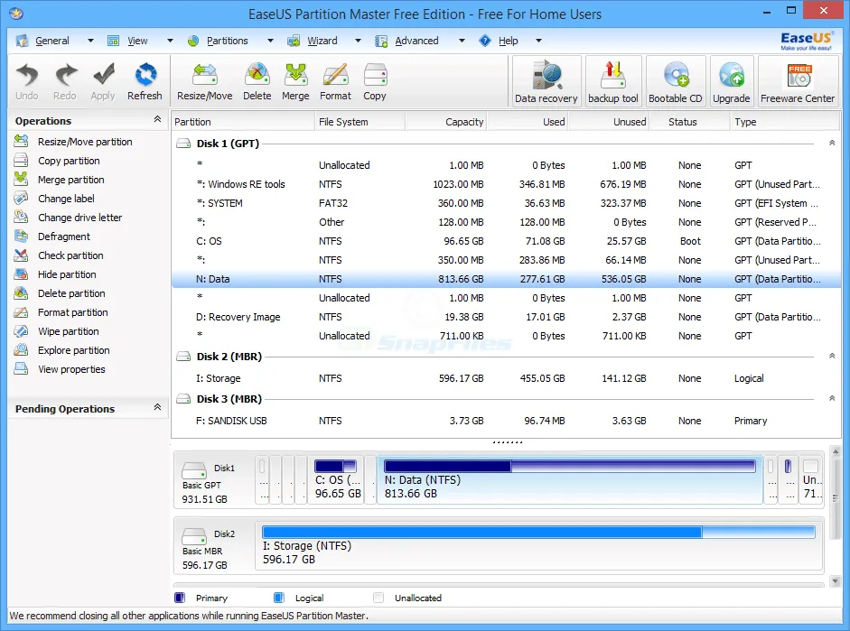 EaseUS Partition Master ภาพหน้าจอ 1