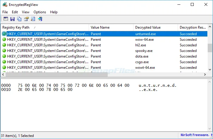 EncryptedRegView ภาพหน้าจอ 1