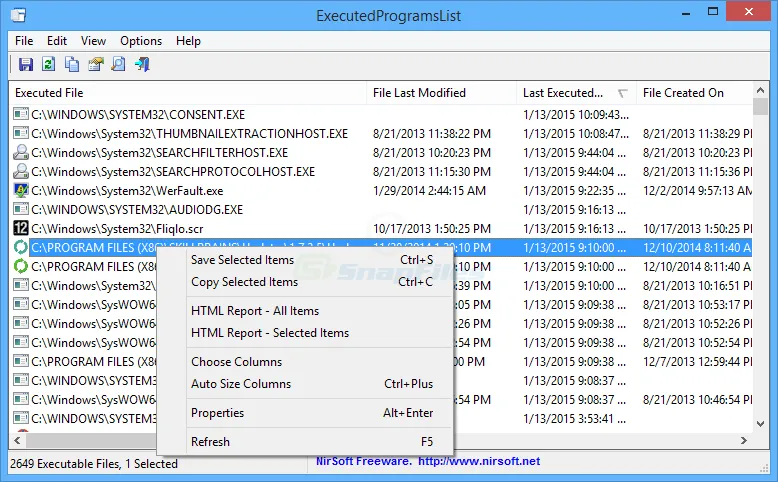 ExecutedProgramsList ภาพหน้าจอ 1