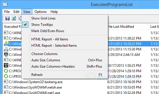 ExecutedProgramsList ภาพหน้าจอ 2