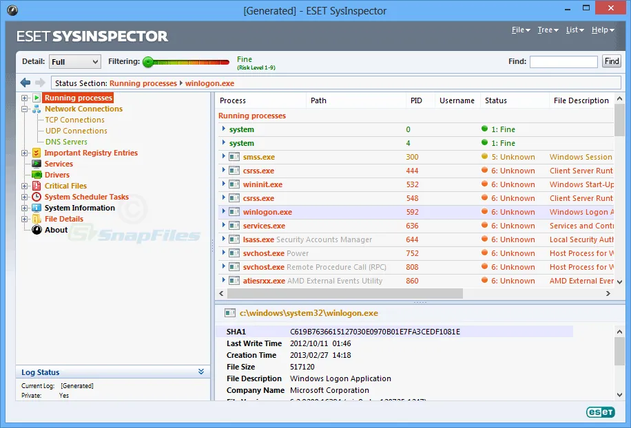 ESET SysInspector ภาพหน้าจอ 1