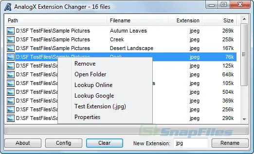 AnalogX Extension Changer ภาพหน้าจอ 2