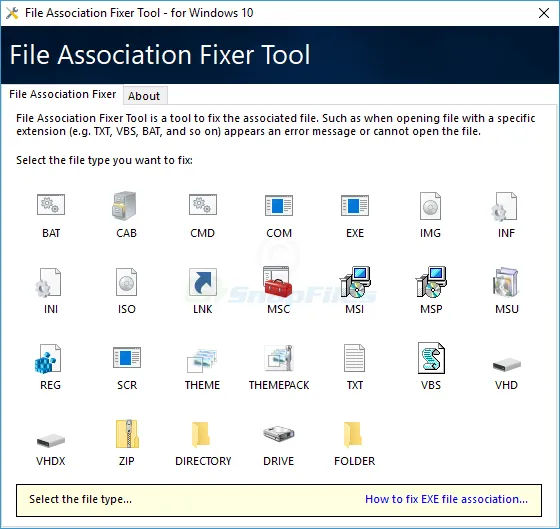 File Association Fixer Tool ภาพหน้าจอ 1