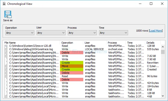 SoftPerfect File Access Monitor ภาพหน้าจอ 2