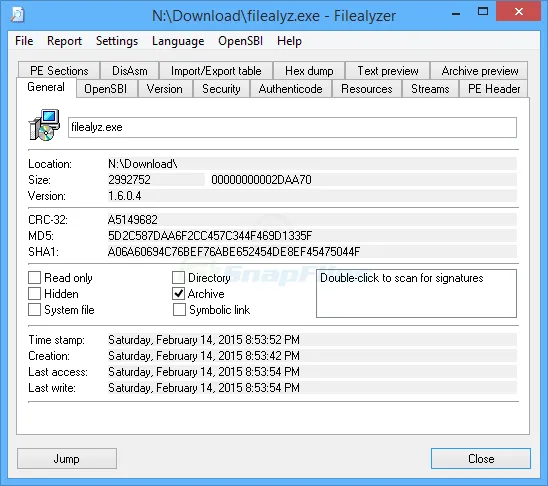 FileAlyzer ภาพหน้าจอ 1