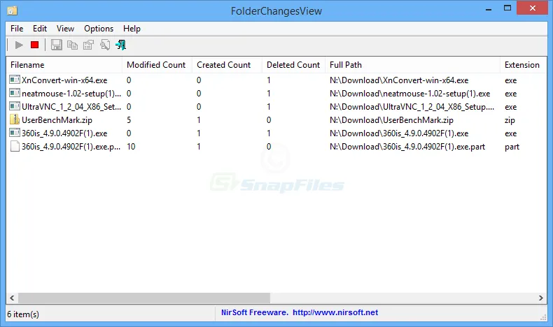 FolderChangesView ภาพหน้าจอ 1