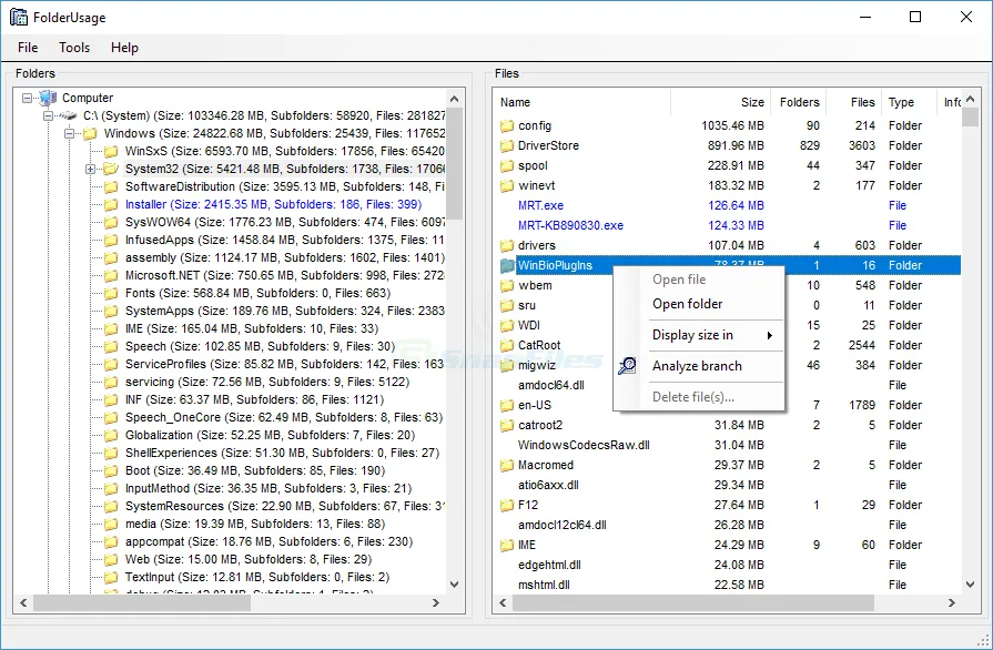 FolderUsage ภาพหน้าจอ 1