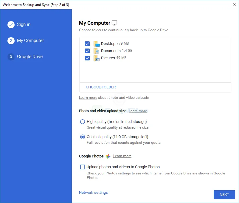 Google Backup and Sync ภาพหน้าจอ 1