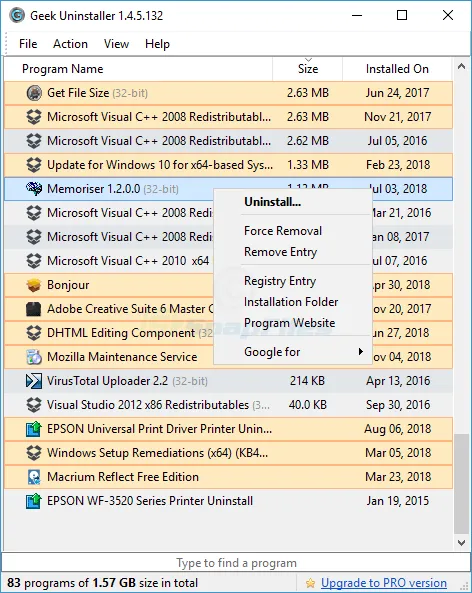 Geek Uninstaller ภาพหน้าจอ 1